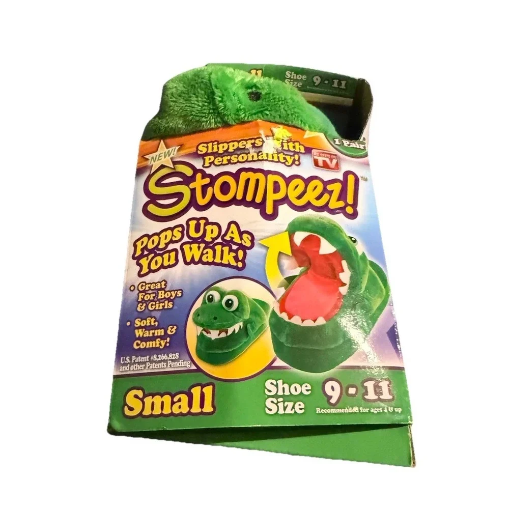 Stompeez! Dragon Small 9 - 11 As Seen on TV Boys Girls Slippers Green New